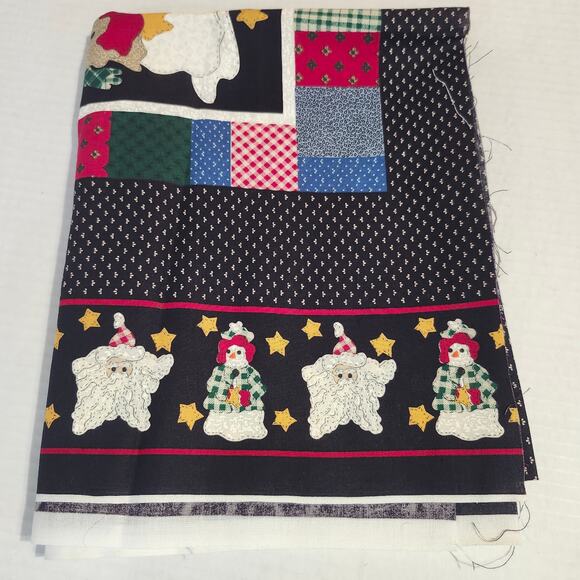 Leslie Beck Snowmen Santa Christmas 2 Pillow Fabric Panels VIP Print Cotton - Picture 10 of 10